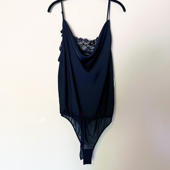 Free People Catching Cosmos Black Satin Lace Bodysuit - Picture 6 of 10